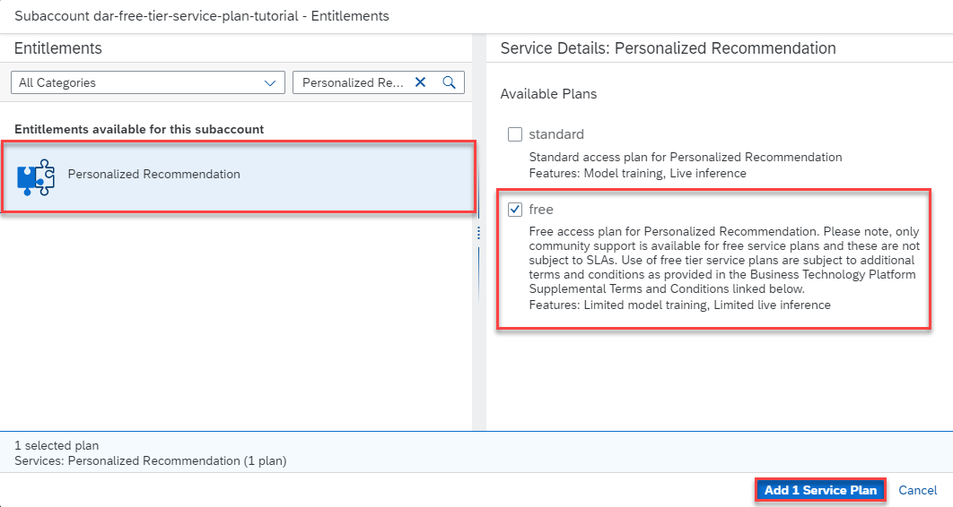 Add Service Plan
