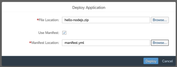 Deployment dialog