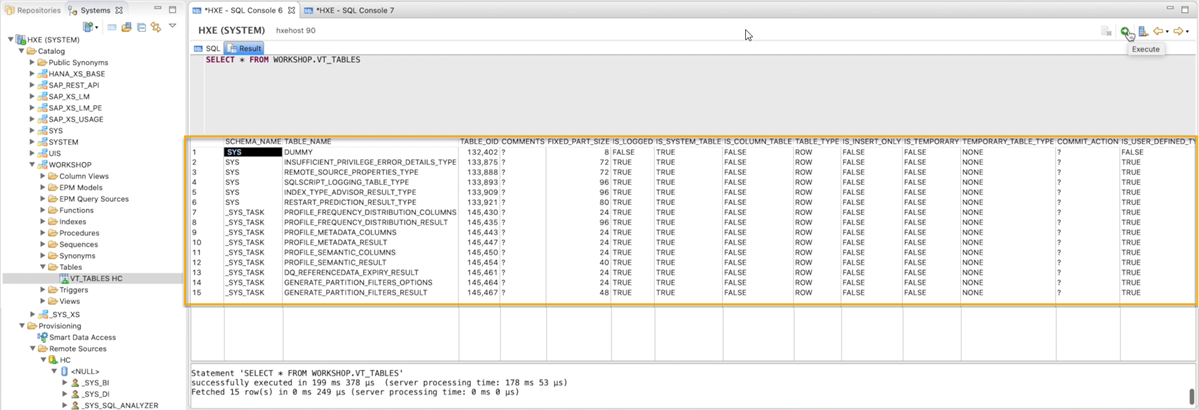 HANA Studio Virtual Table 2