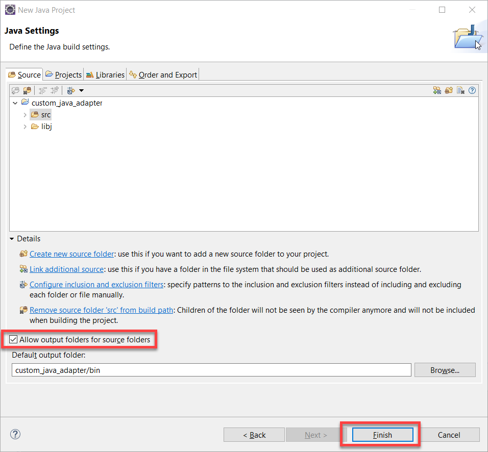 Allow Output Folder For Source Folders