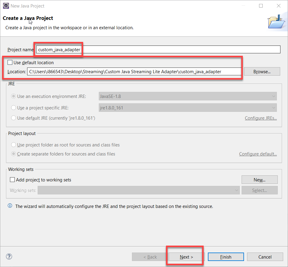 Create new Java Project