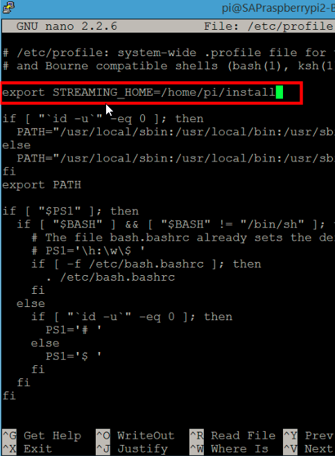 Configure Streaming Home Environment Variable