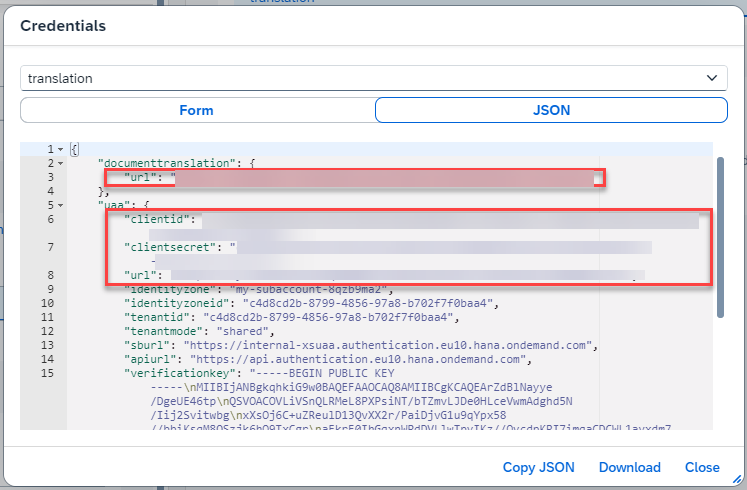 API credentials