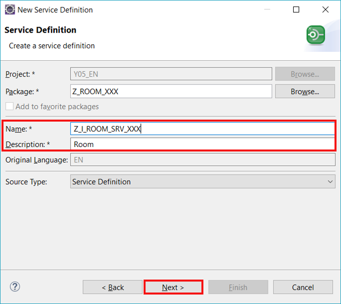 Create service definition