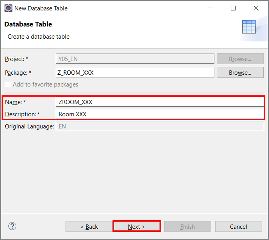 Create table