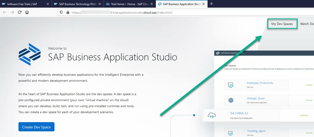 sap business application studio welcome