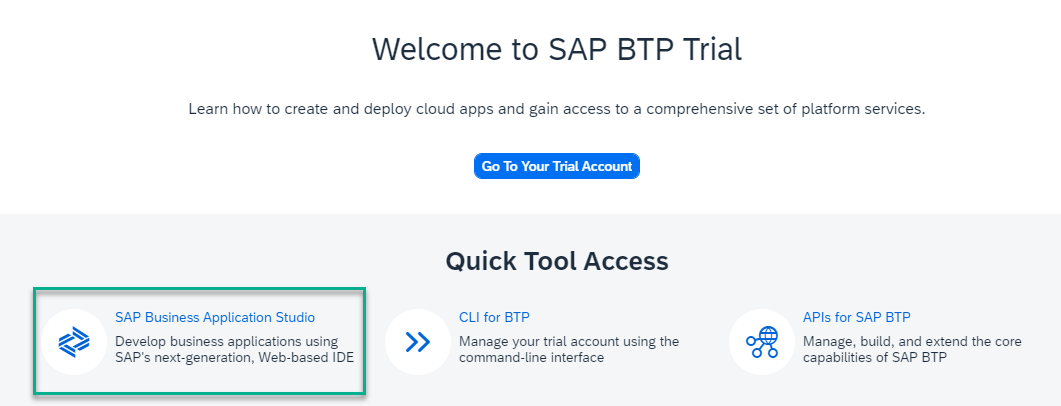 launch sap business application studio
