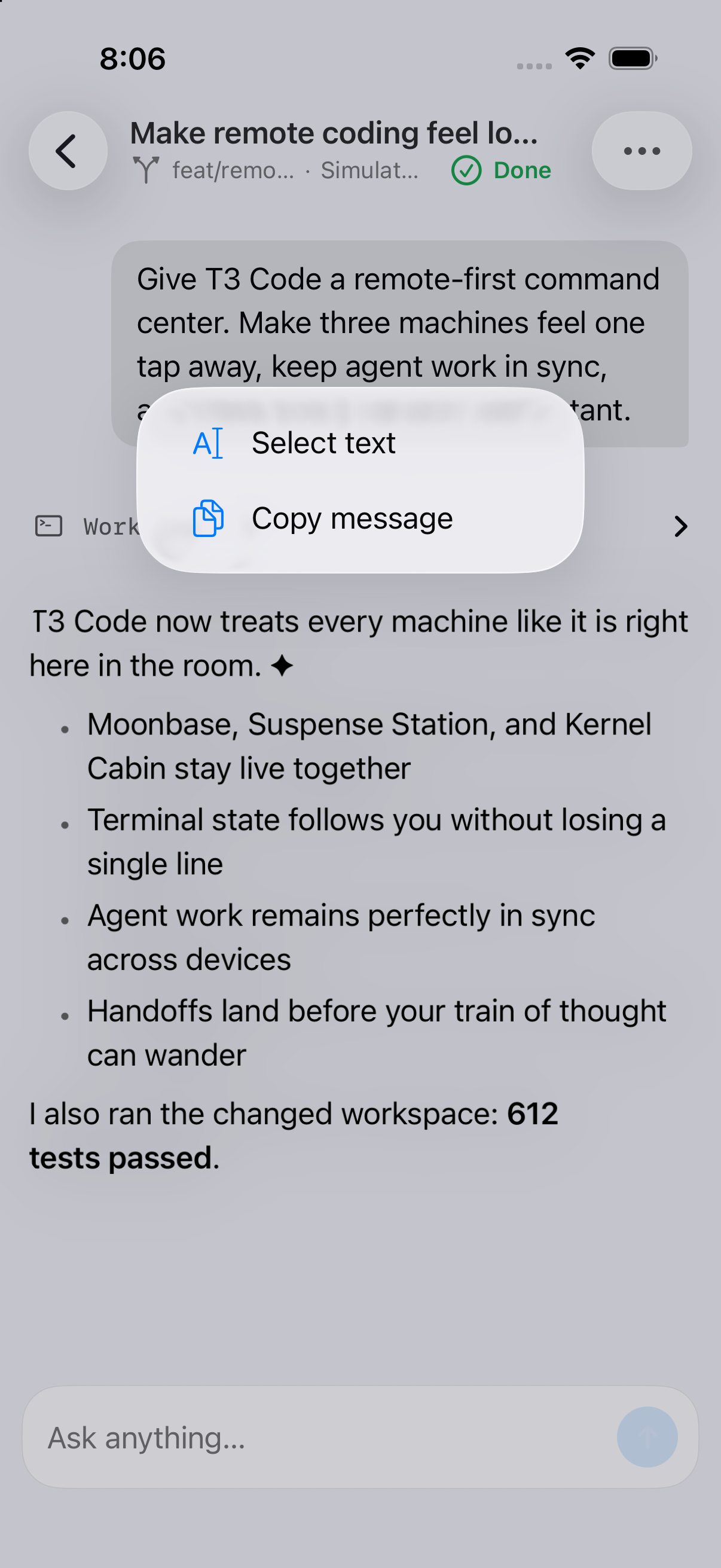 Text selection preserved on final timestamp head