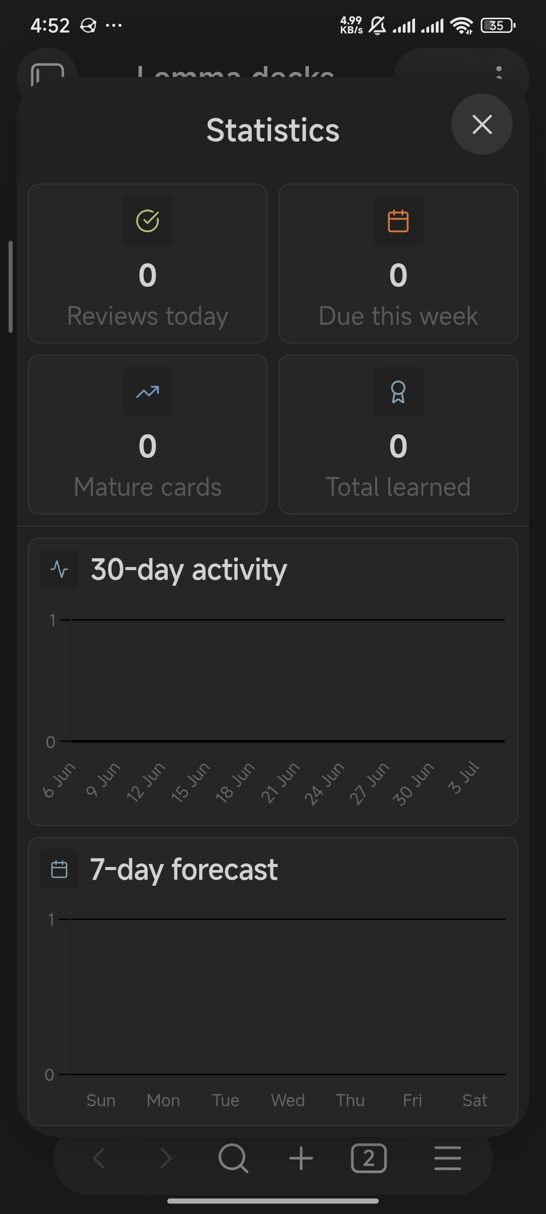 Mobile statistics panel