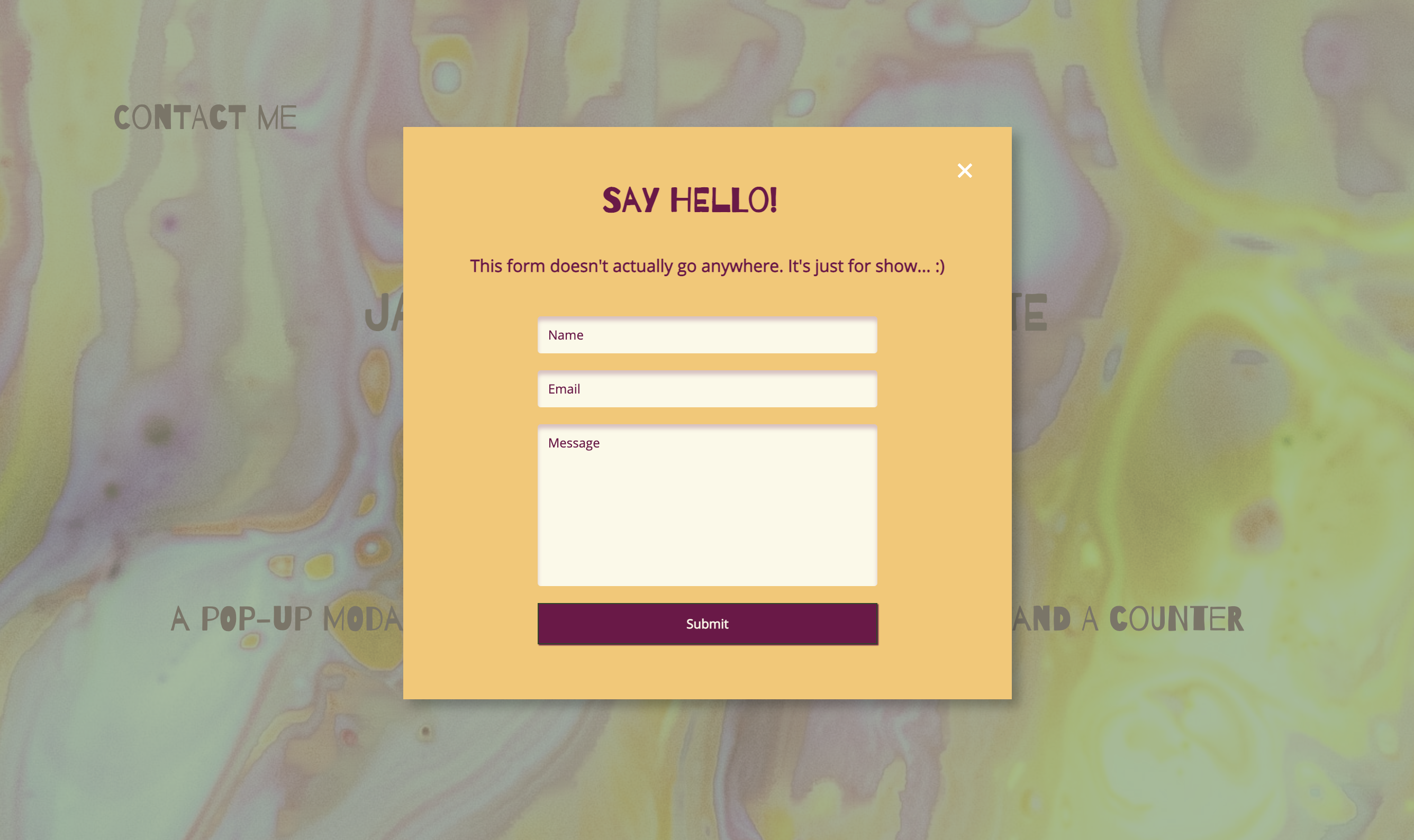 Pop up Modal Contact Form