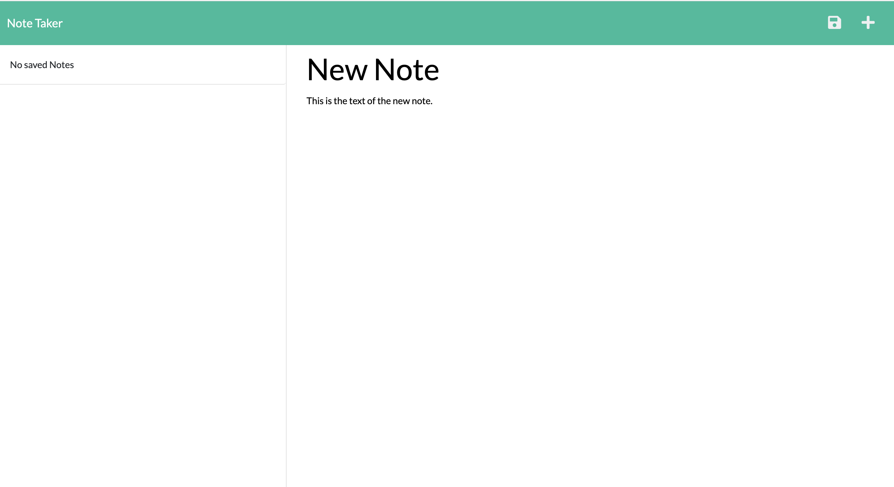 shows empty list on left and new note being written