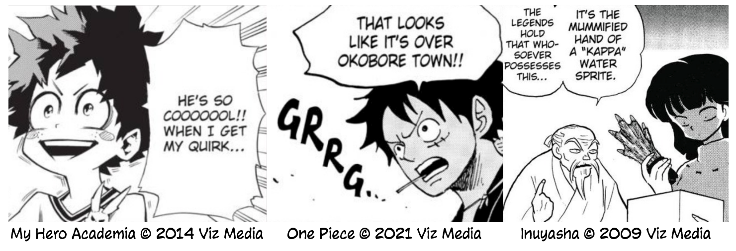 Wild Words as seen in My Hero Academia, One Piece, and Inuyasha