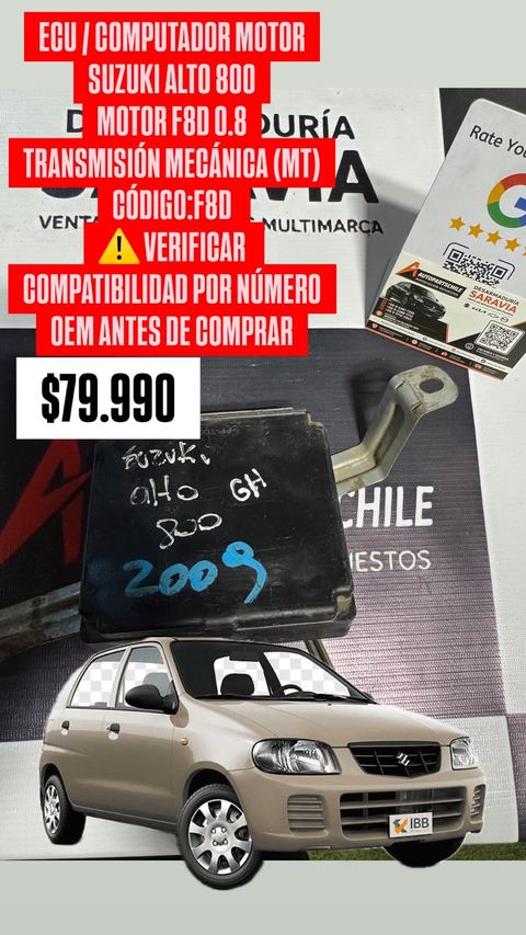 Computador de motor ECU F8D Suzuki Alto 800, OEM no visible