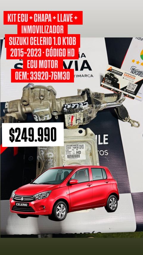 Kit ECU + chapa de contacto + llave código HD para Suzuki Celerio K10B