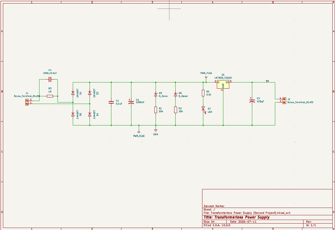 Transformerless Power Supply (Second Project), from the project README