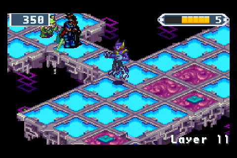 A dark board on layer 11 with a team of three: ShadowMan in play by the dark panels, two teammates behind him, the Order Points gauge at 5