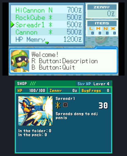 The Net Dealer's list on top; below, Spreadr1 as a card: its picture, code *, power 30, its text, and how many the folder and the Pack hold, none
