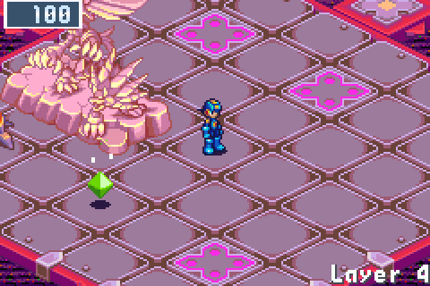 MegaMan walks round the Undernet's statue court, past its statue between braziers