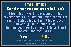 Send anonymous statistics? Yes or No, the cursor on No