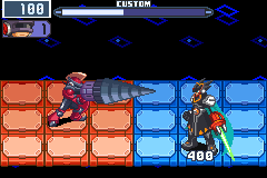 KnightSoul in Chaos Unison drives DarkDril's giant drill at Colonel
