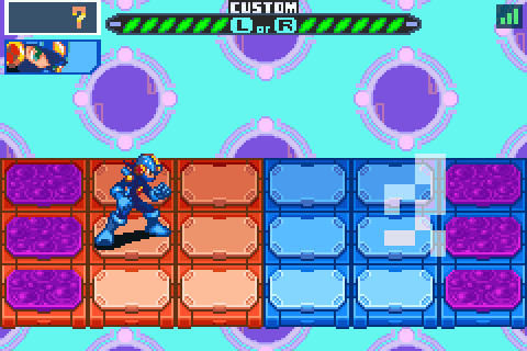 Rio wins his bout: MEGAMAN WIN!, then the team's card, WIN VS Mira, HP left 7 and 0, Standing 2 - 1, Next: Rio vs Dex; then the way in to the next bout, Rio with 7 of his 40 HP against Dex's 40