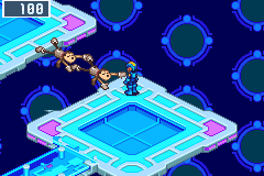 Two Rushes lie across a gap in Central Area, the bones gone, MegaMan at its edge