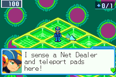 MegaMan after L on a layer: I sense a Net Dealer and teleport pads here!