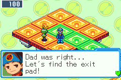 Arriving on the run's first layer, Lan answers MegaMan: Dad was right... Let's find the exit pad!