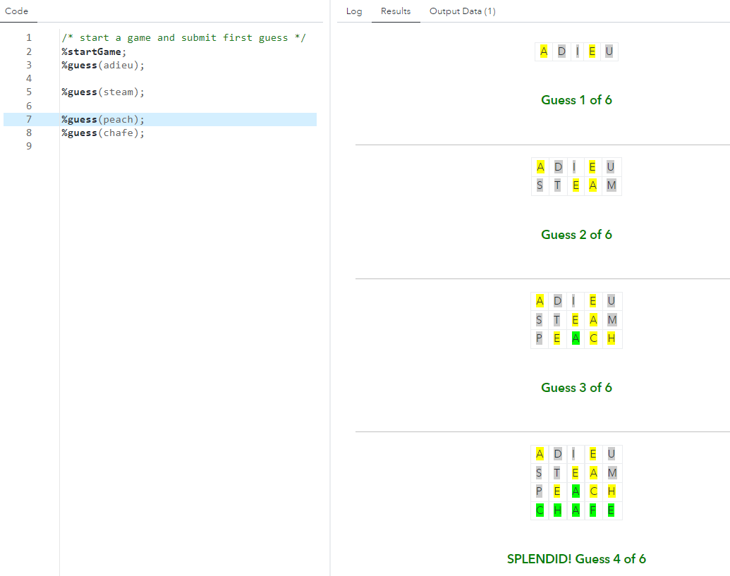 Example game in SAS Viya