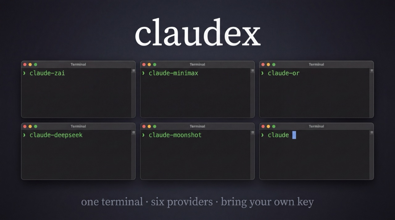 claudex — un terminal, six fournisseurs, apportez votre propre clé