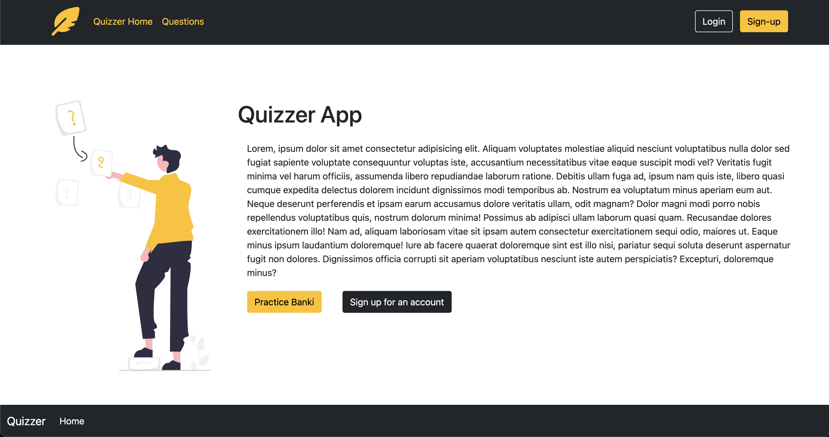 Quizzer App Home