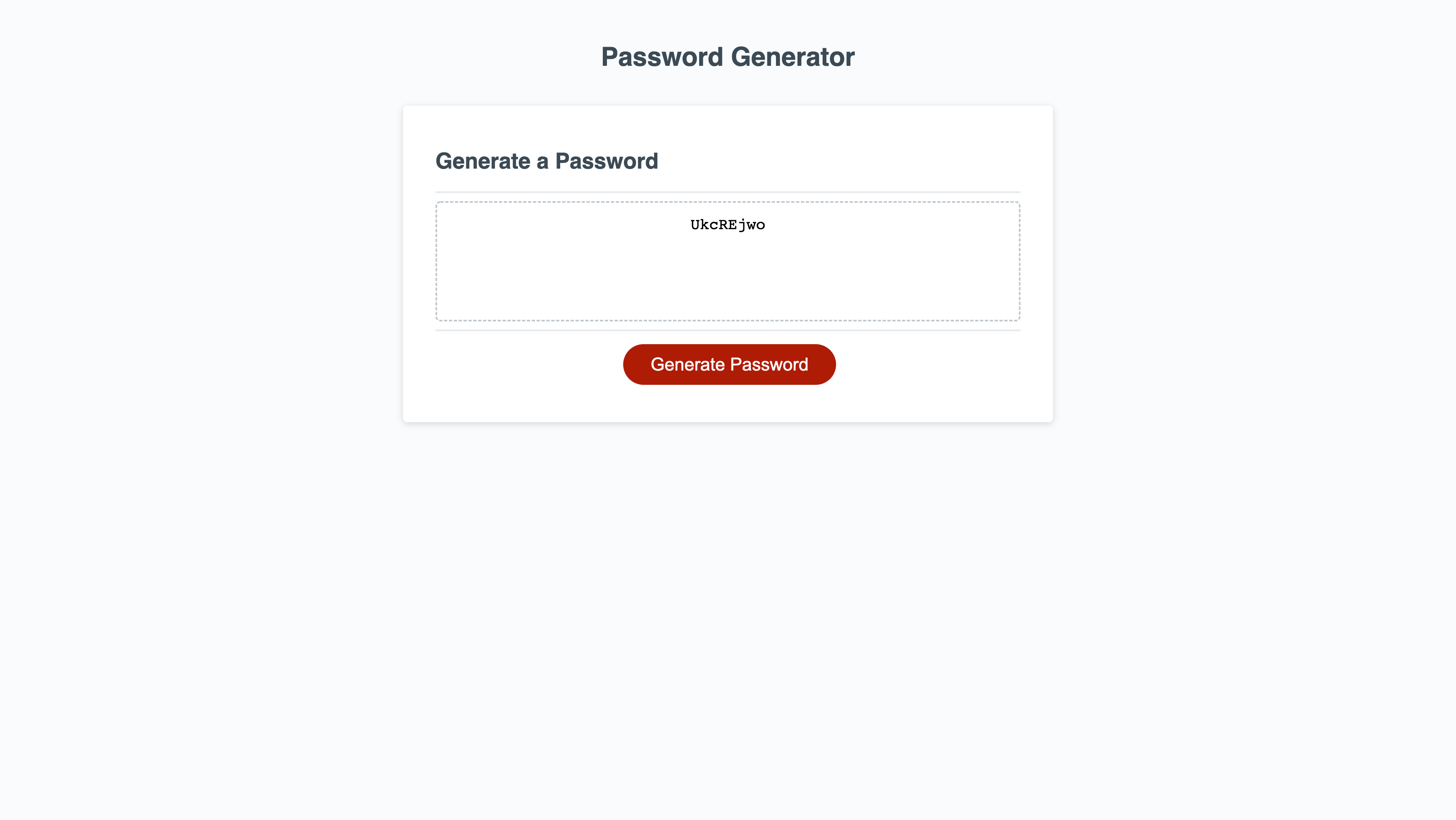 password generator with generated password