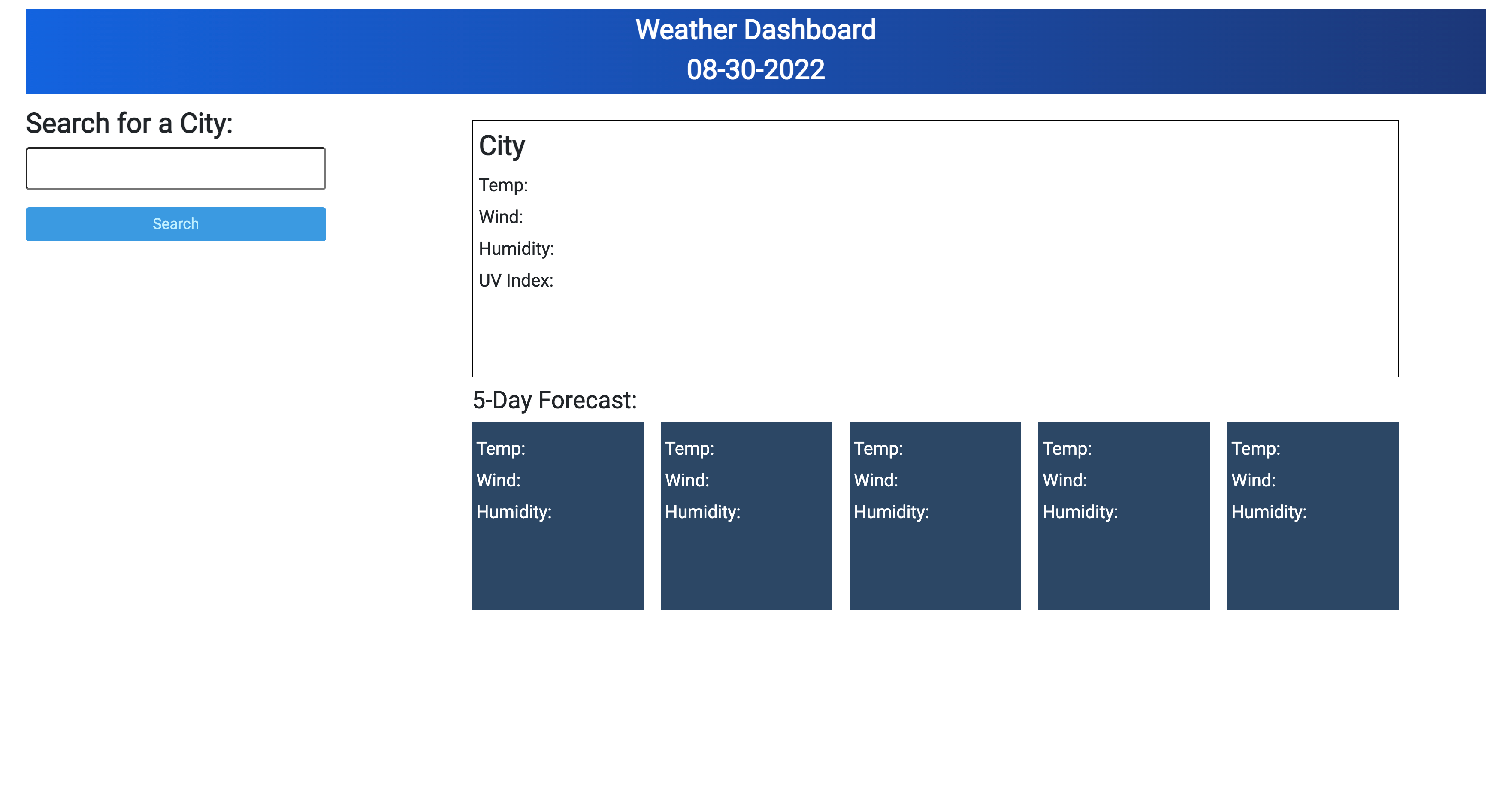 Weather Dashboard app