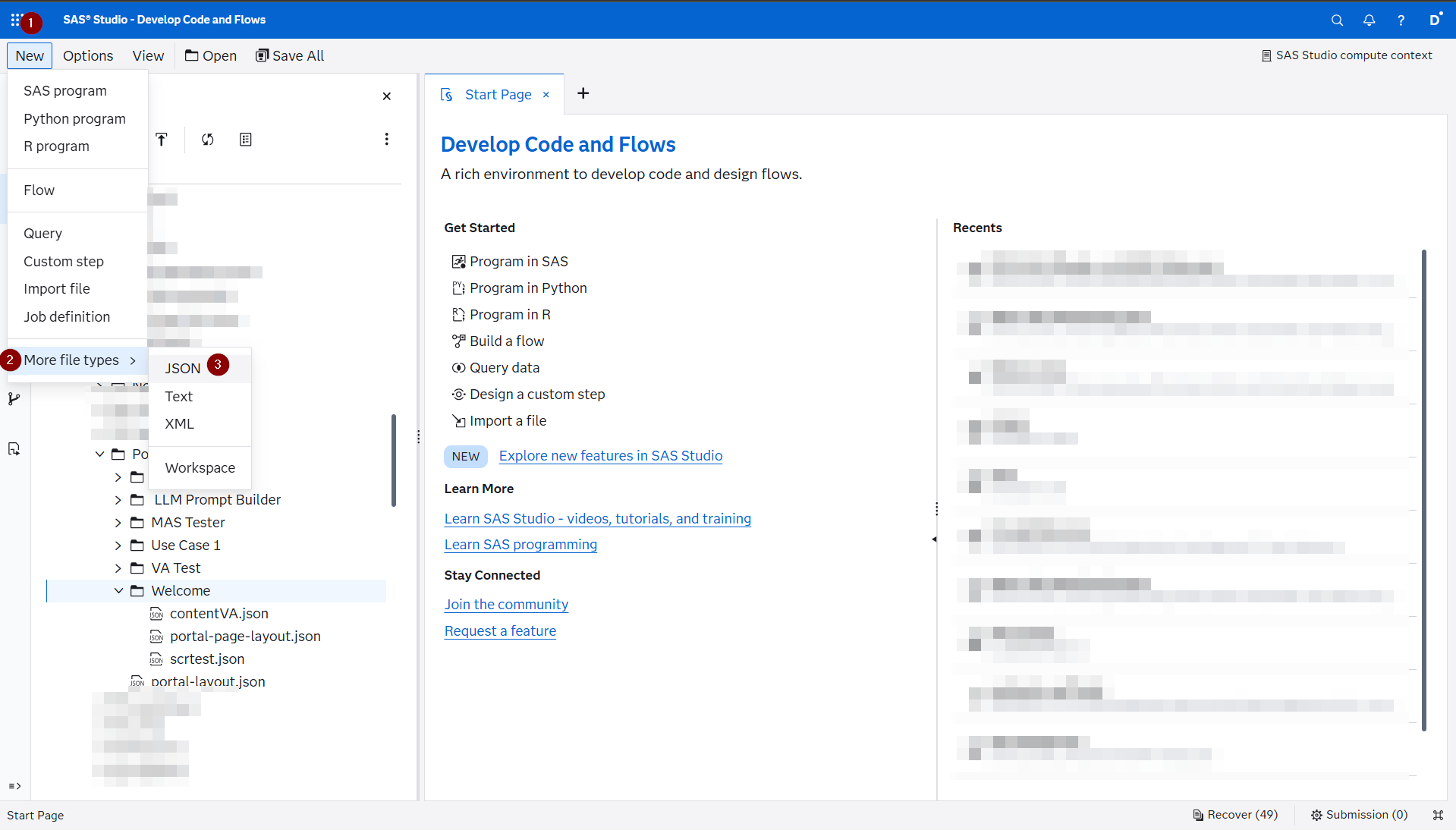 SAS Studio New JSON