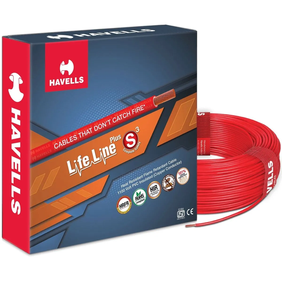 Havells Lifeline Plus S3 (HRFR) Wire 1.5 sq mm — 1.5 sq mm available at Sathvik Electricals, Naini, Prayagraj