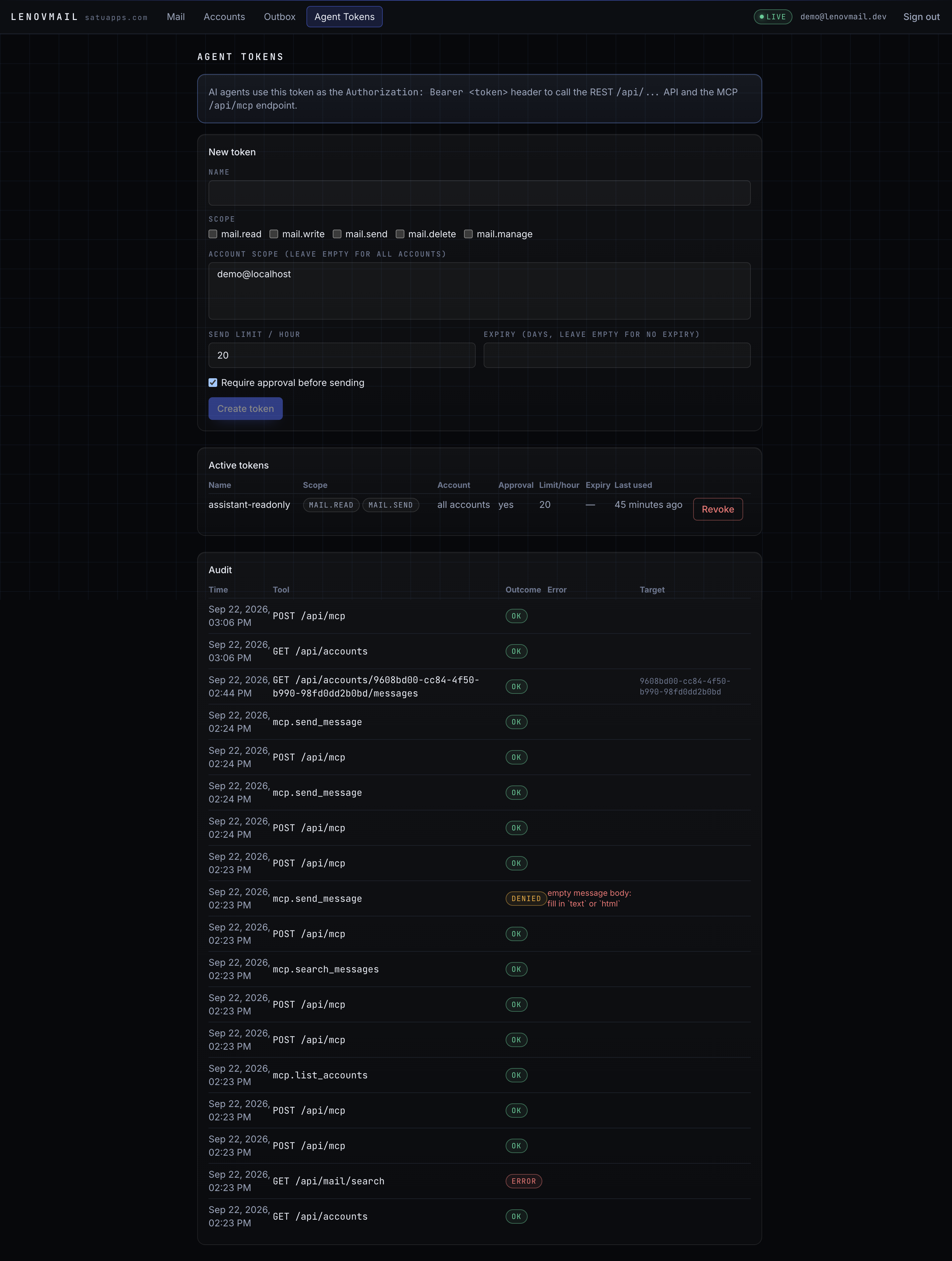 Agent token scopes and the audit trail