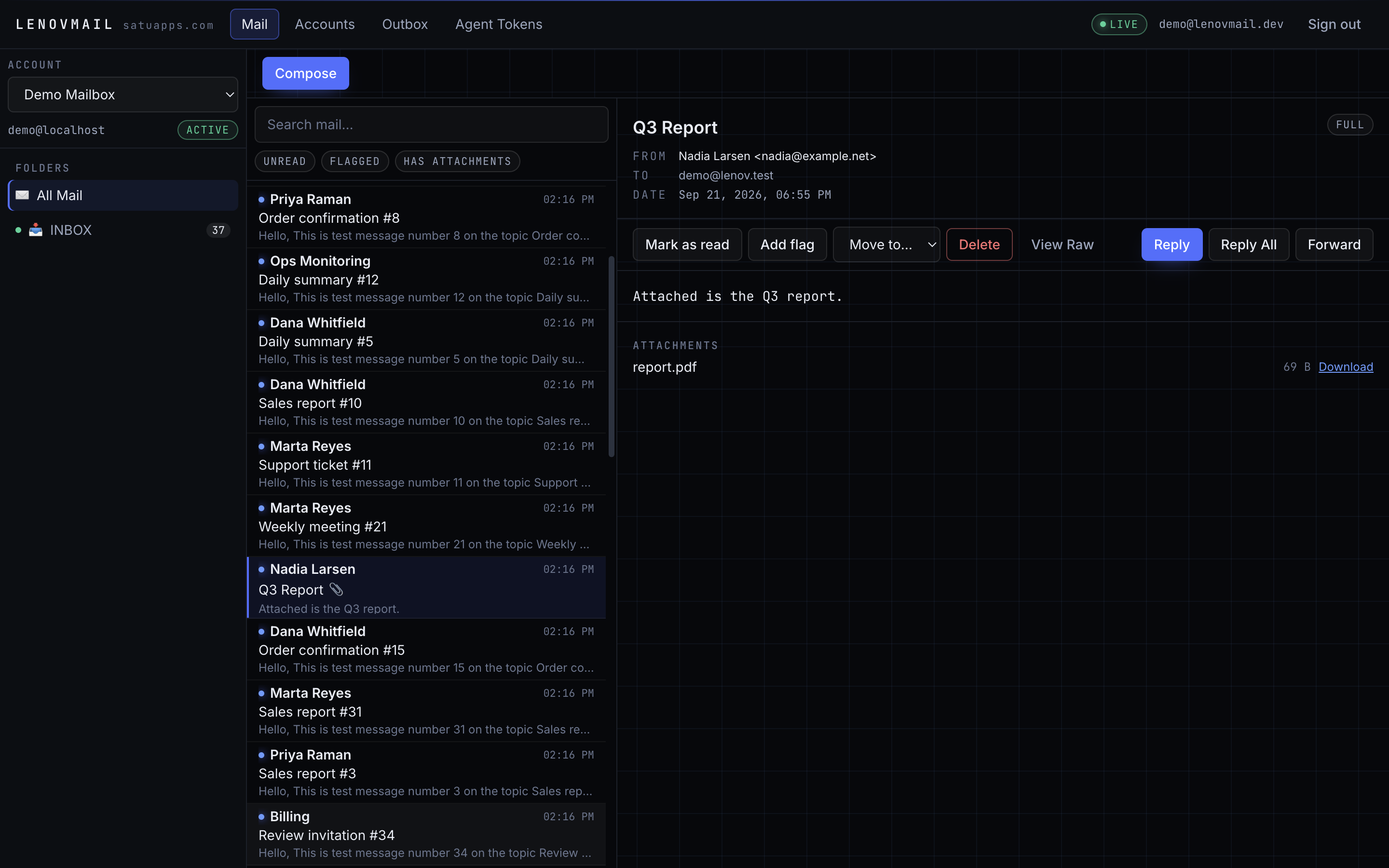 Lenovmail mail view