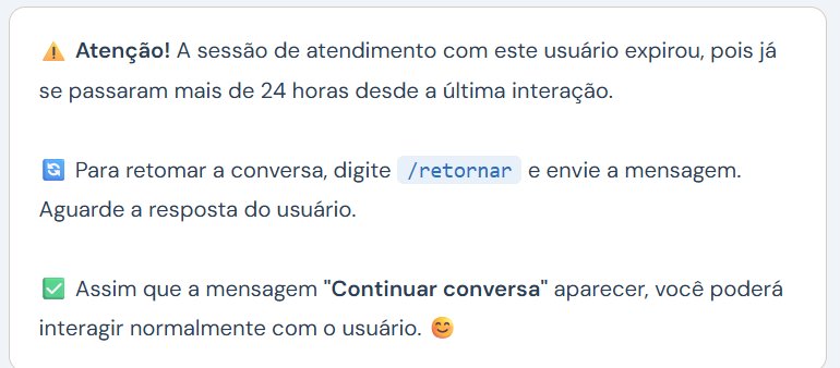 Mensagem do Rocket.Cat instruindo a digitar /retornar