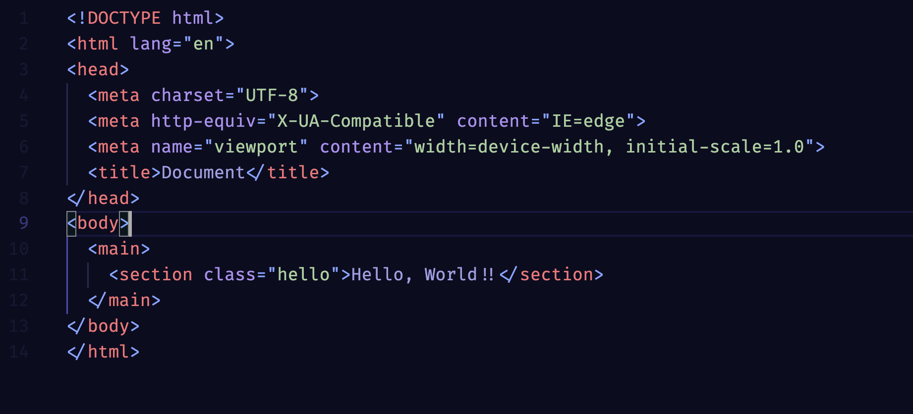 Hello World example in HTML