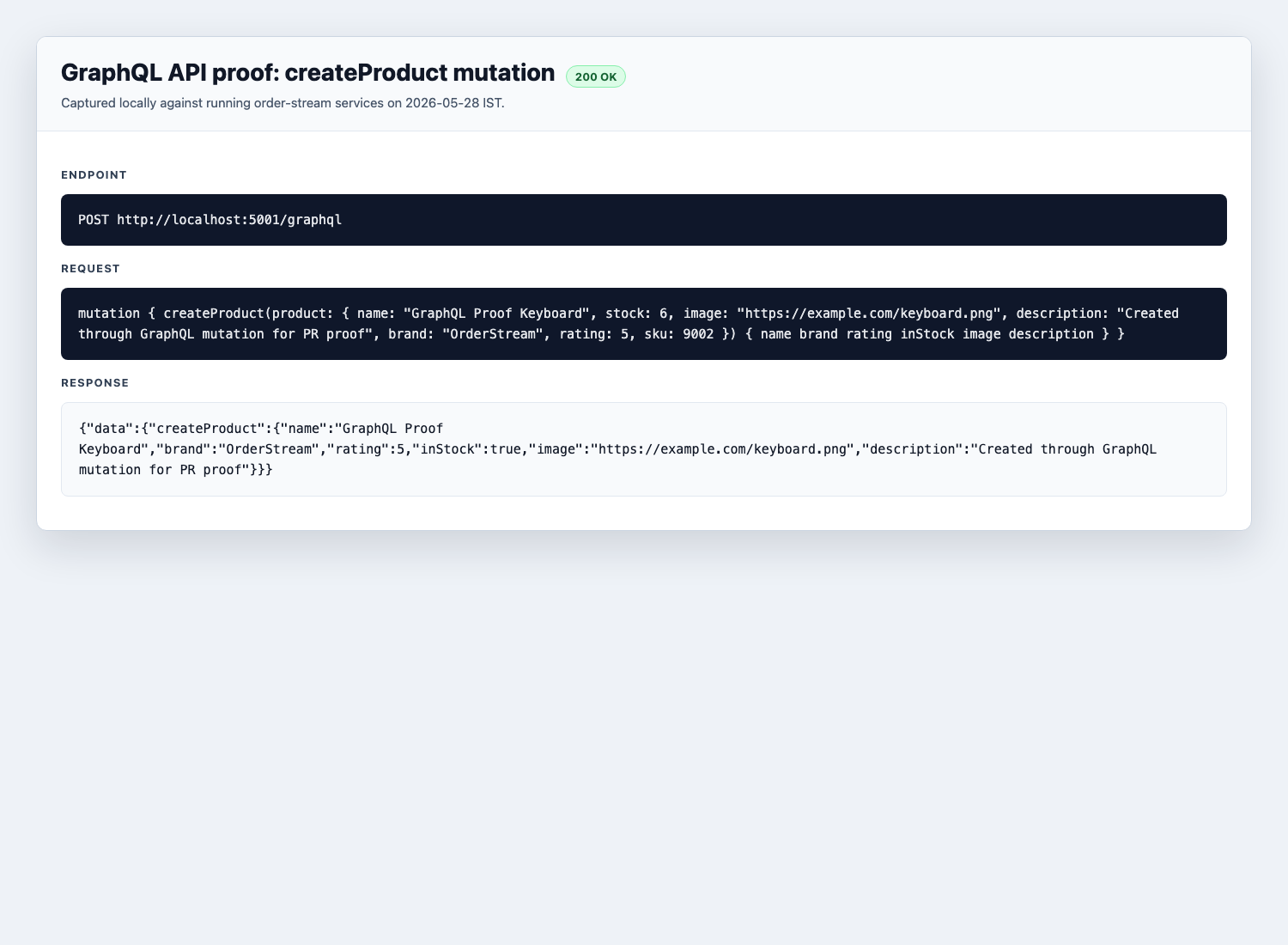 GraphQL createProduct