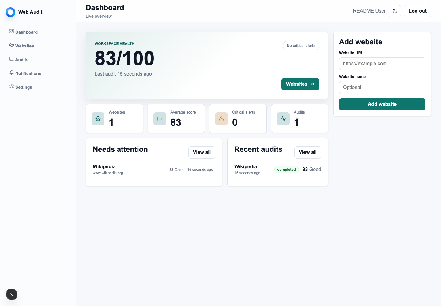 Postgres-backed dashboard