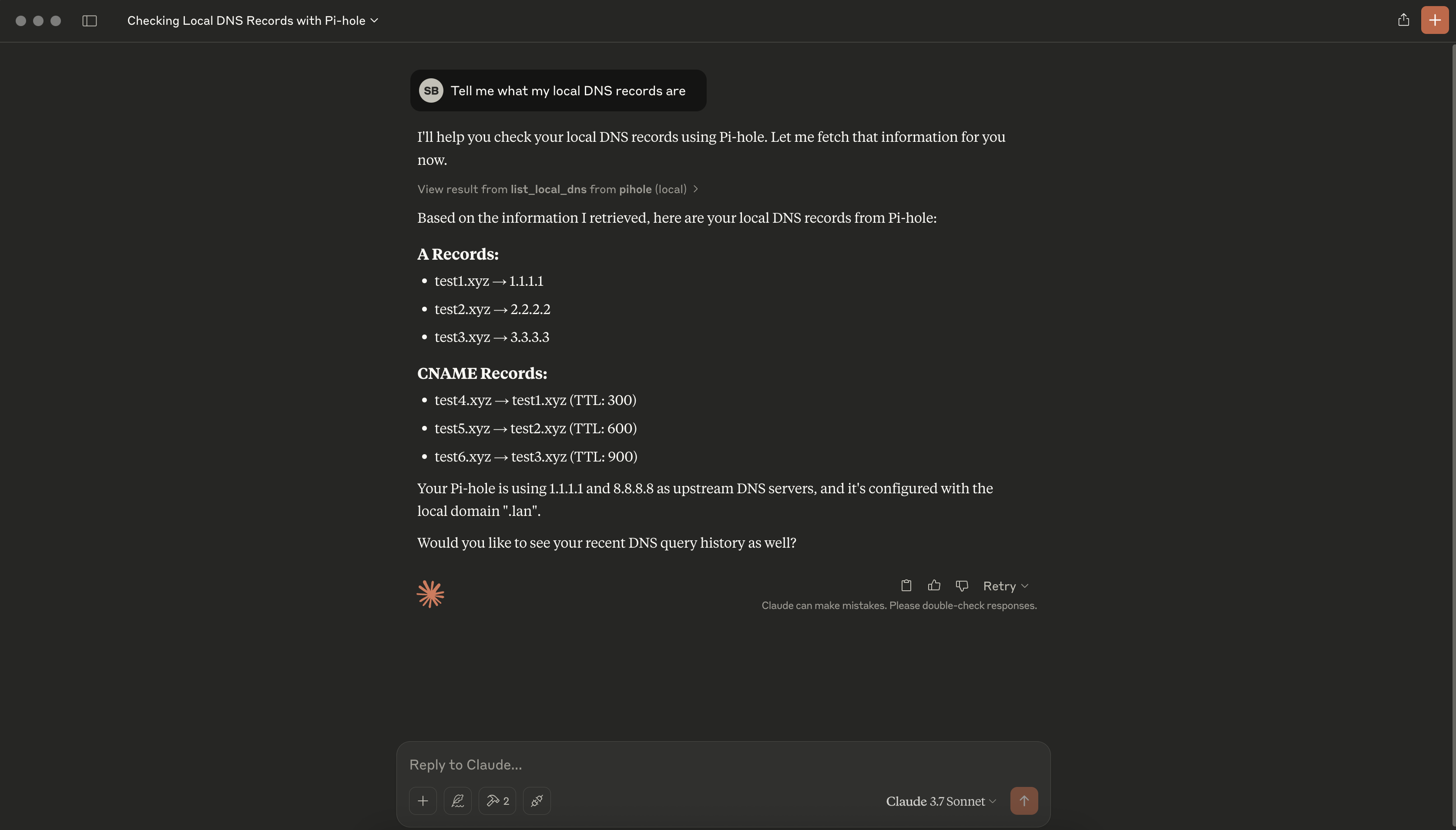 Claude DNS info