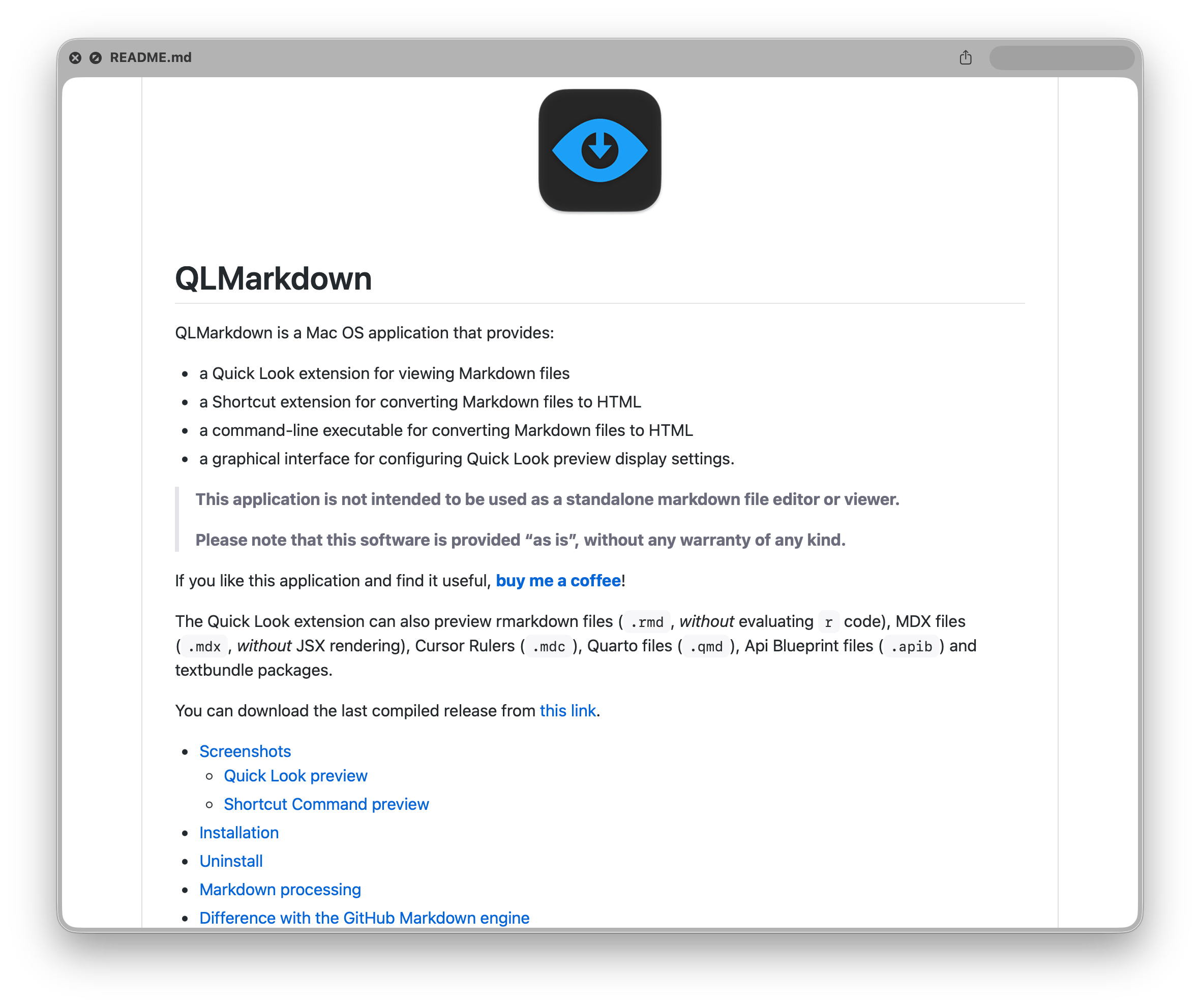 quick look interface