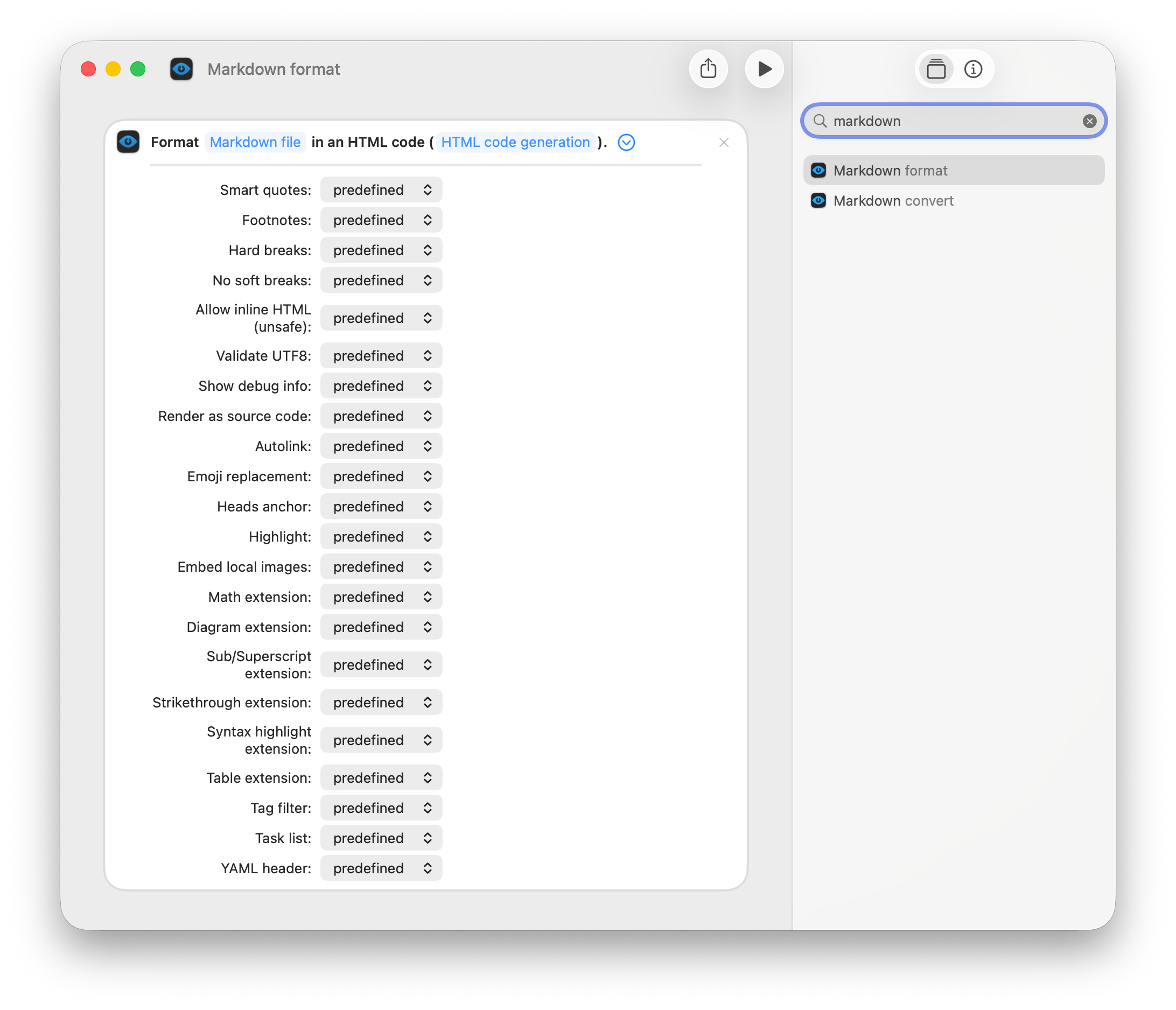 shortcut interface
