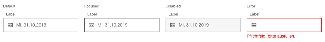 Image of the datepicker component in the standard variant