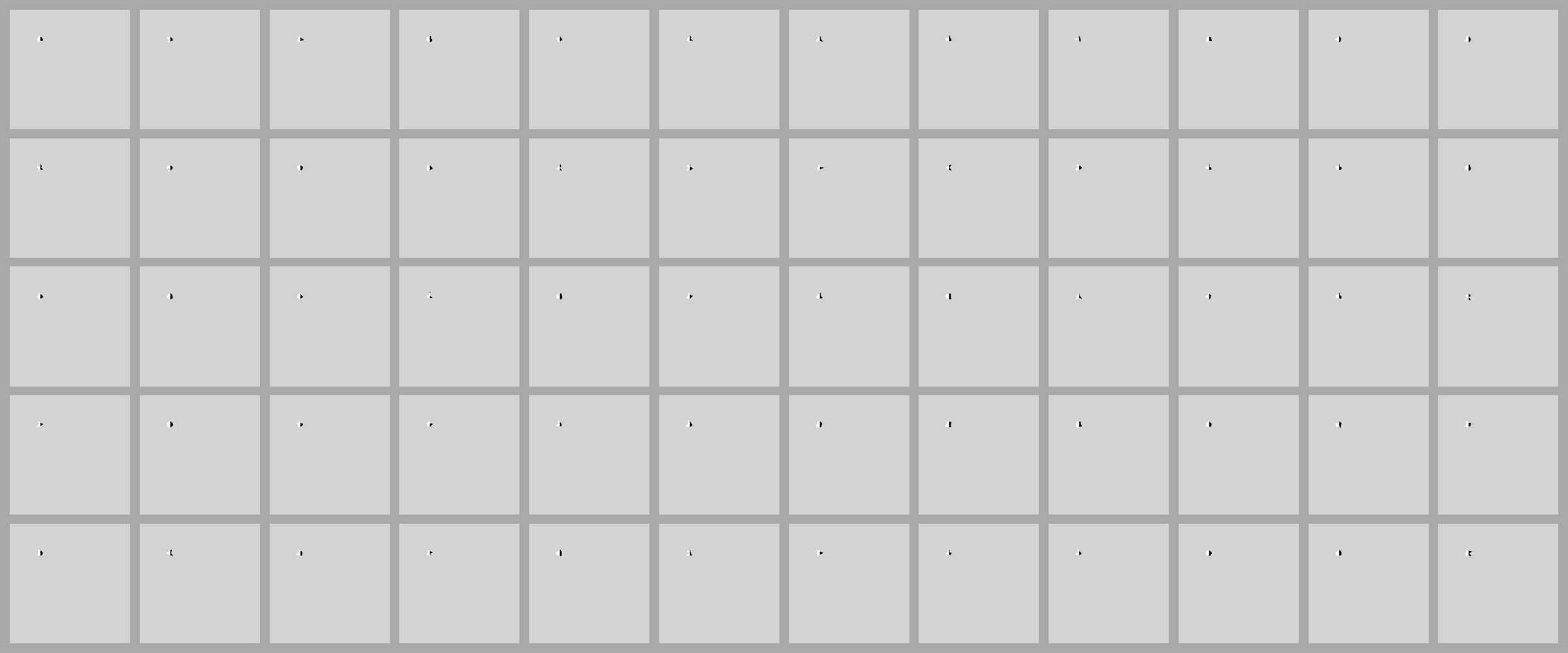 A grid of 2D shapes undergoing rotation, translation, and scaling.