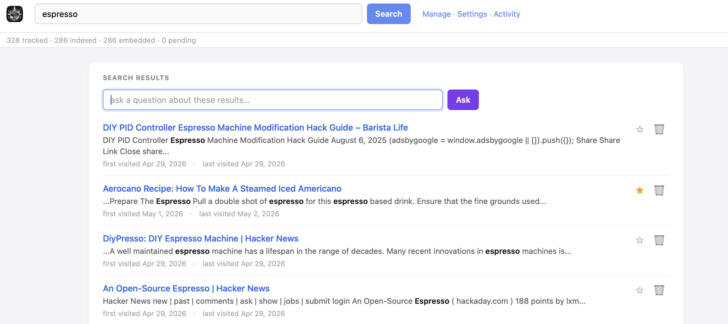 Search results