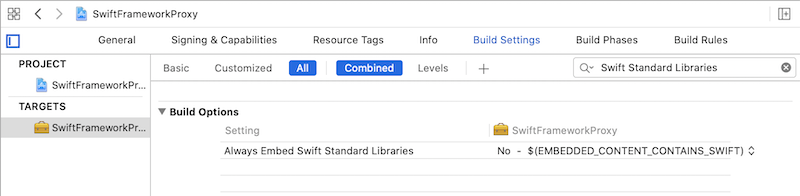xcode always embed false option