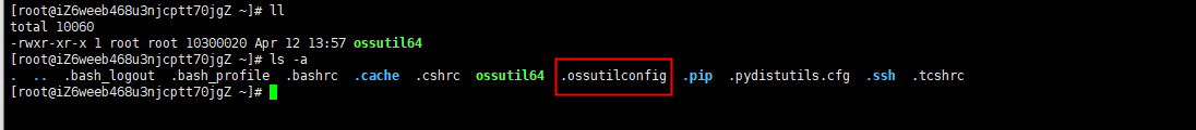 Linux ossutil config 