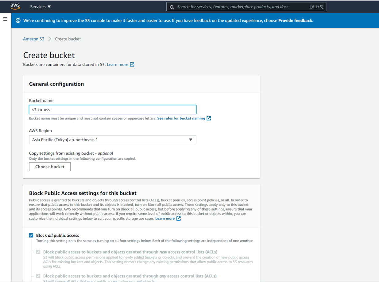 create s3 bucket 